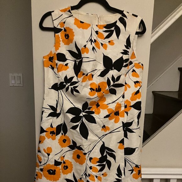 Vintage Orange and Black Floral Dress - Picture 1 of 8